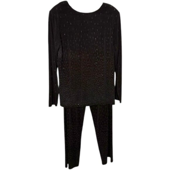Chico's Travelers Beaded Evening Gala Tunic/Pants - Black - US 8 - Picture 5 of 16